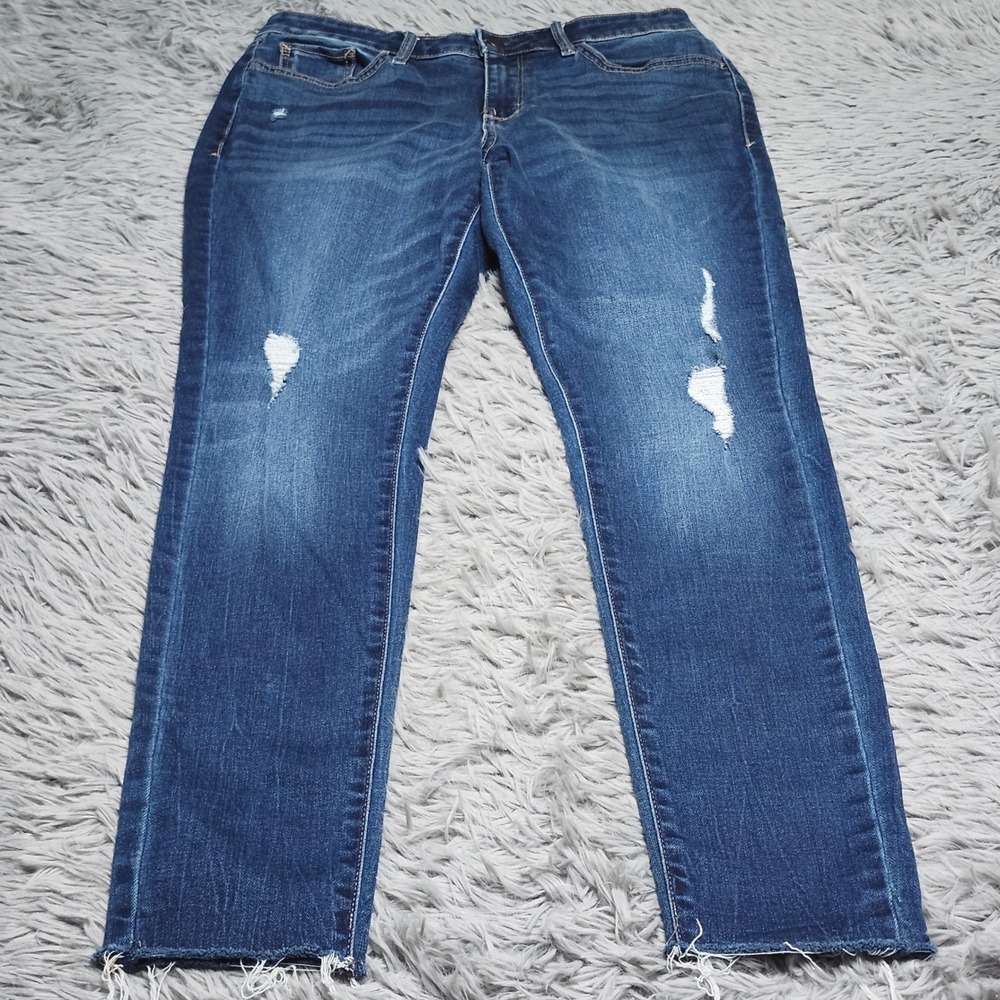 a.n.a Jegging Jeans Womens 10 Blue Distressed Denim Mid Rise Cut Off Stretch ana